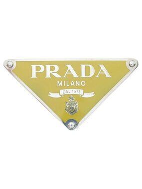 Prada Triangle Logo Metal Belt Buckle Yellow